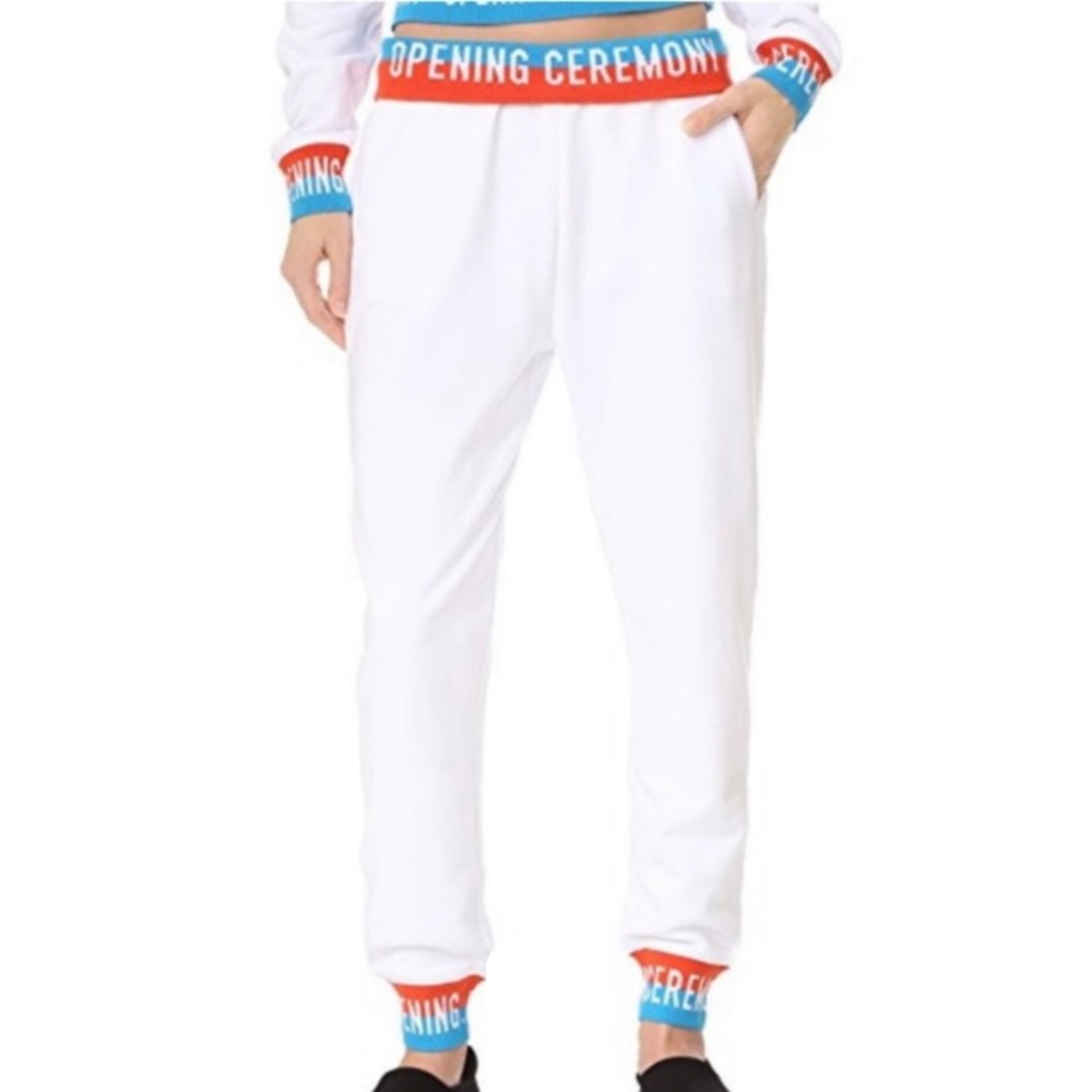 Opening Ceremony White Red Elastic Logo Fitted Sweatpants Joggers